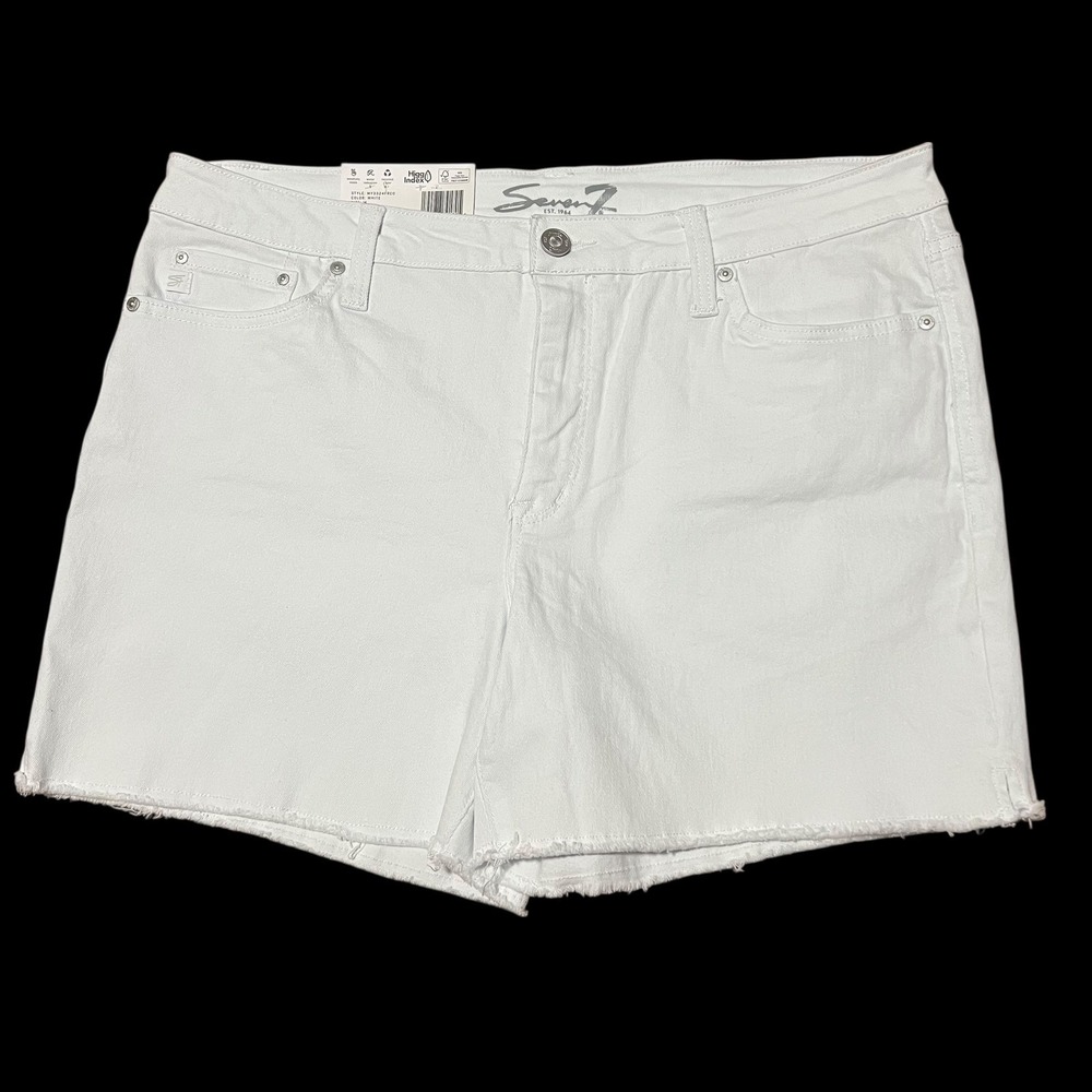 Seven7 Women's‎ Weekend Shorts Size 14 White Denim Fray Hem Casual Stretch NWT